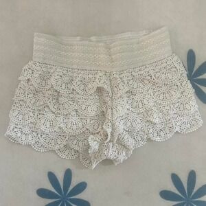 Cream boho fairy micro crochet shorts